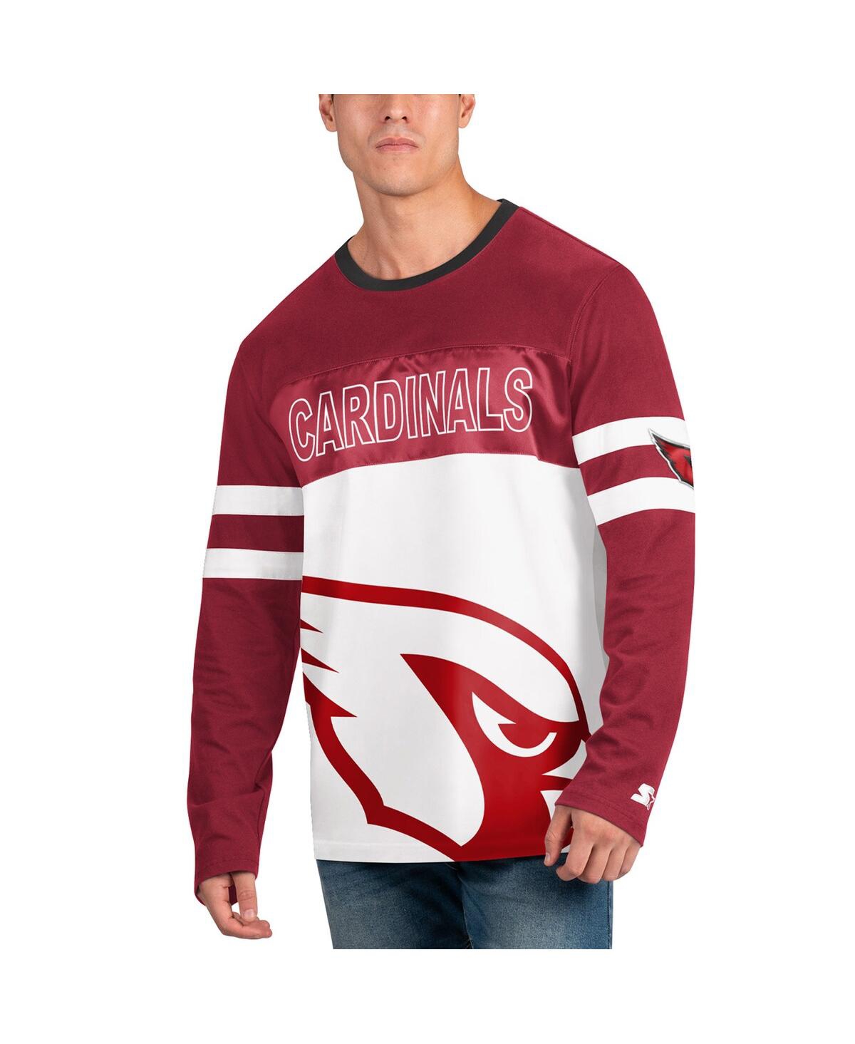 Starter Men's  Cardinal, White Arizona Cardinals Halftime Long Sleeve T-shirt In Cardinal,white