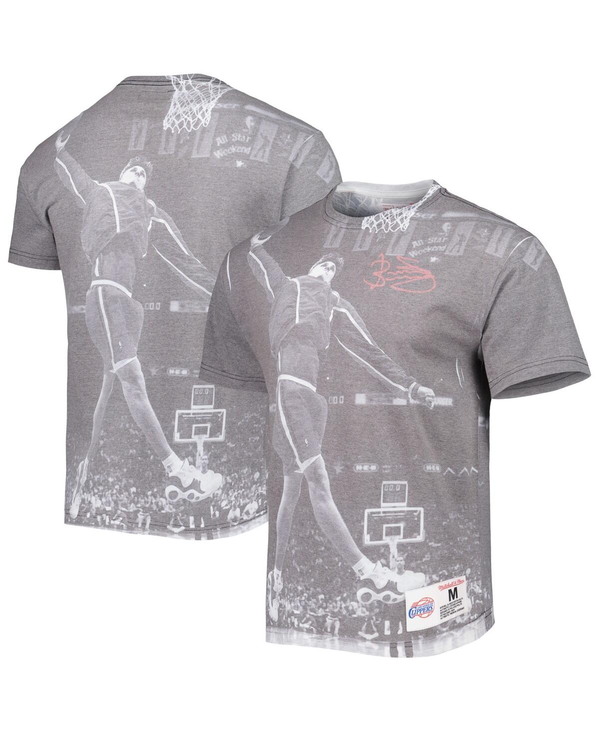 Shop Mitchell & Ness Men's  Brent Barry Gray La Clippers Above The Rim Sublimated T-shirt