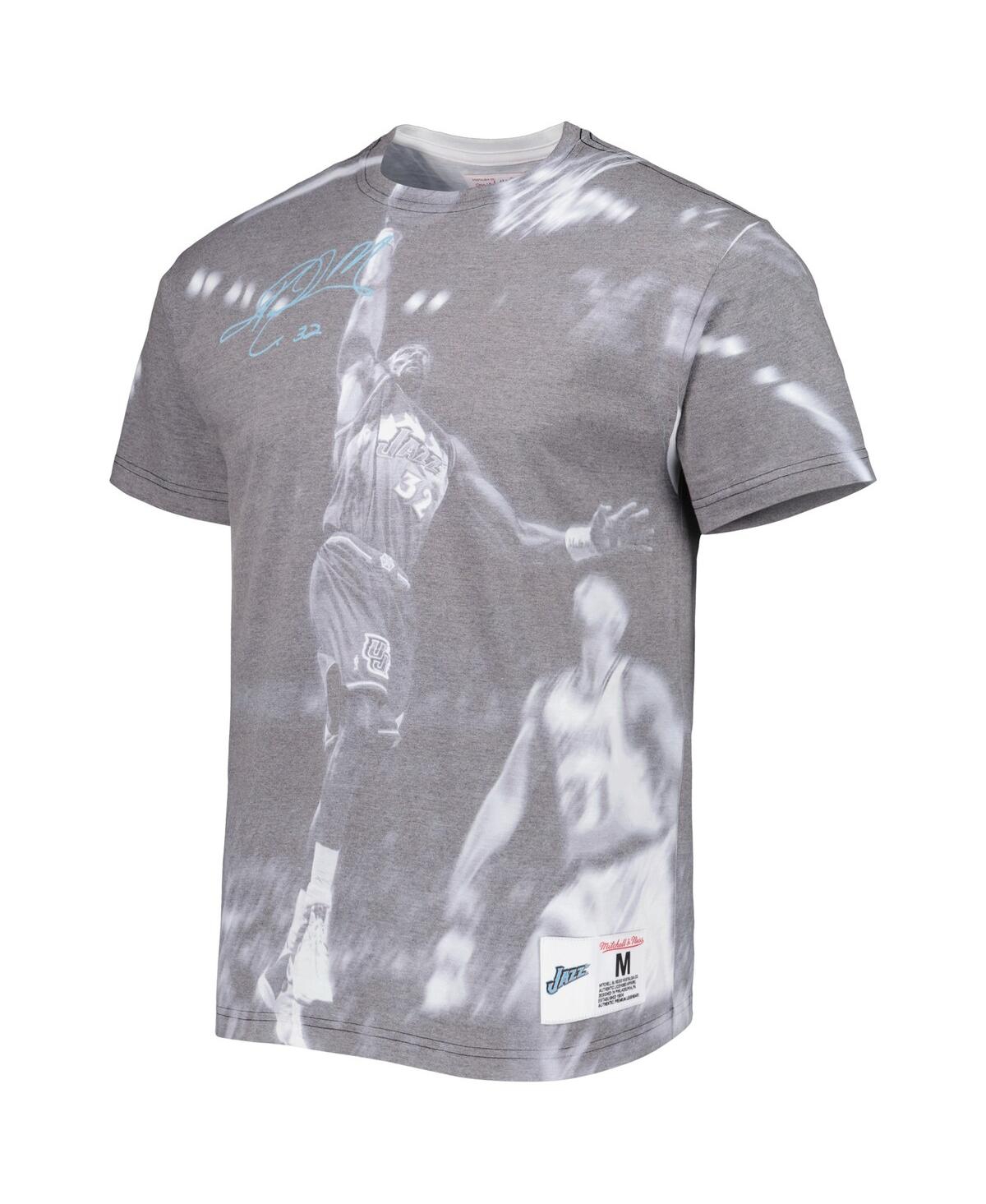 Shop Mitchell & Ness Men's  Karl Malone Gray Utah Jazz Above The Rim Sublimated T-shirt