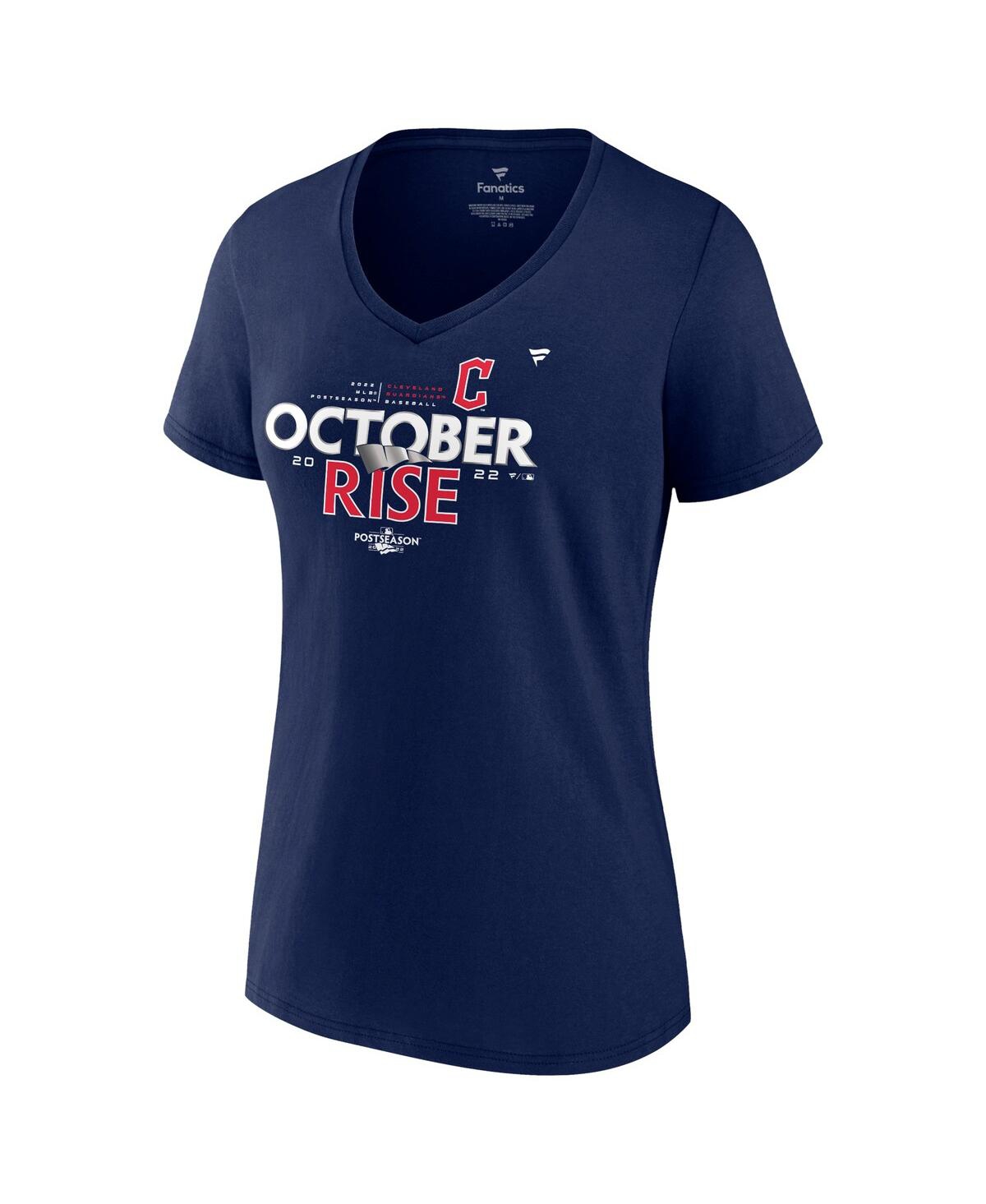 Fanatics Branded Navy Cleveland Guardians 2022 Postseason Locker Room V-neck T-shirt In Navy