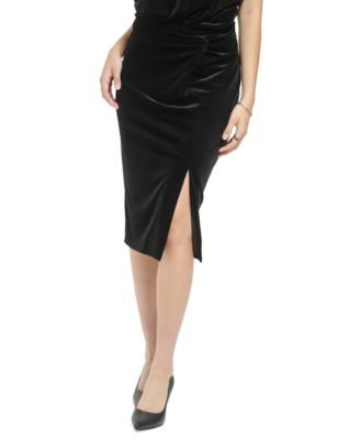 Macy's black velvet skirt best sale