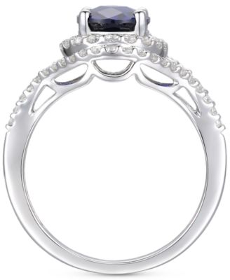 Lab-Grown Blue Sapphire (2 ct. t.w.) and White Sapphire (3/4 ct. t.w.) in Sterling Silver