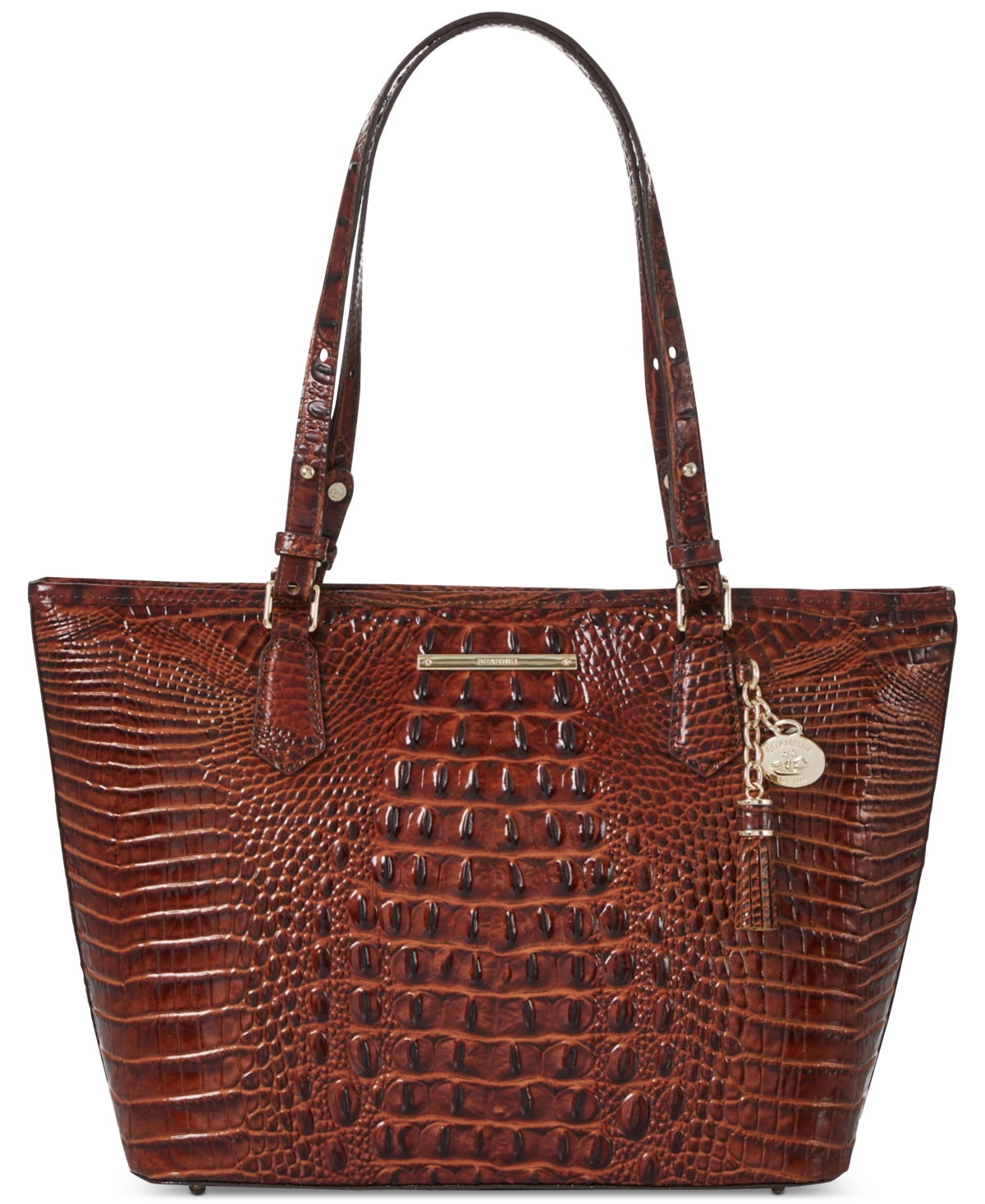 Brahmin Medium Asher Melbourne Embossed Leather Tote In Pecan