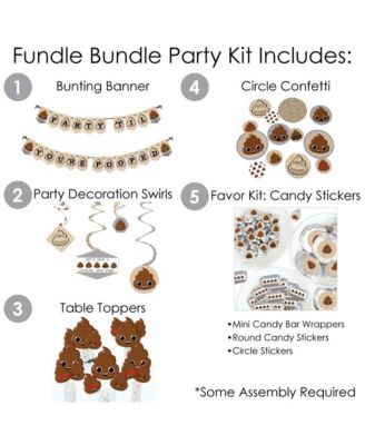 Big Dot of Happiness Party 'Til You're Pooped  - Poop Emoji Party Supplies - Banner Decoration Kit - Fundle Bundle