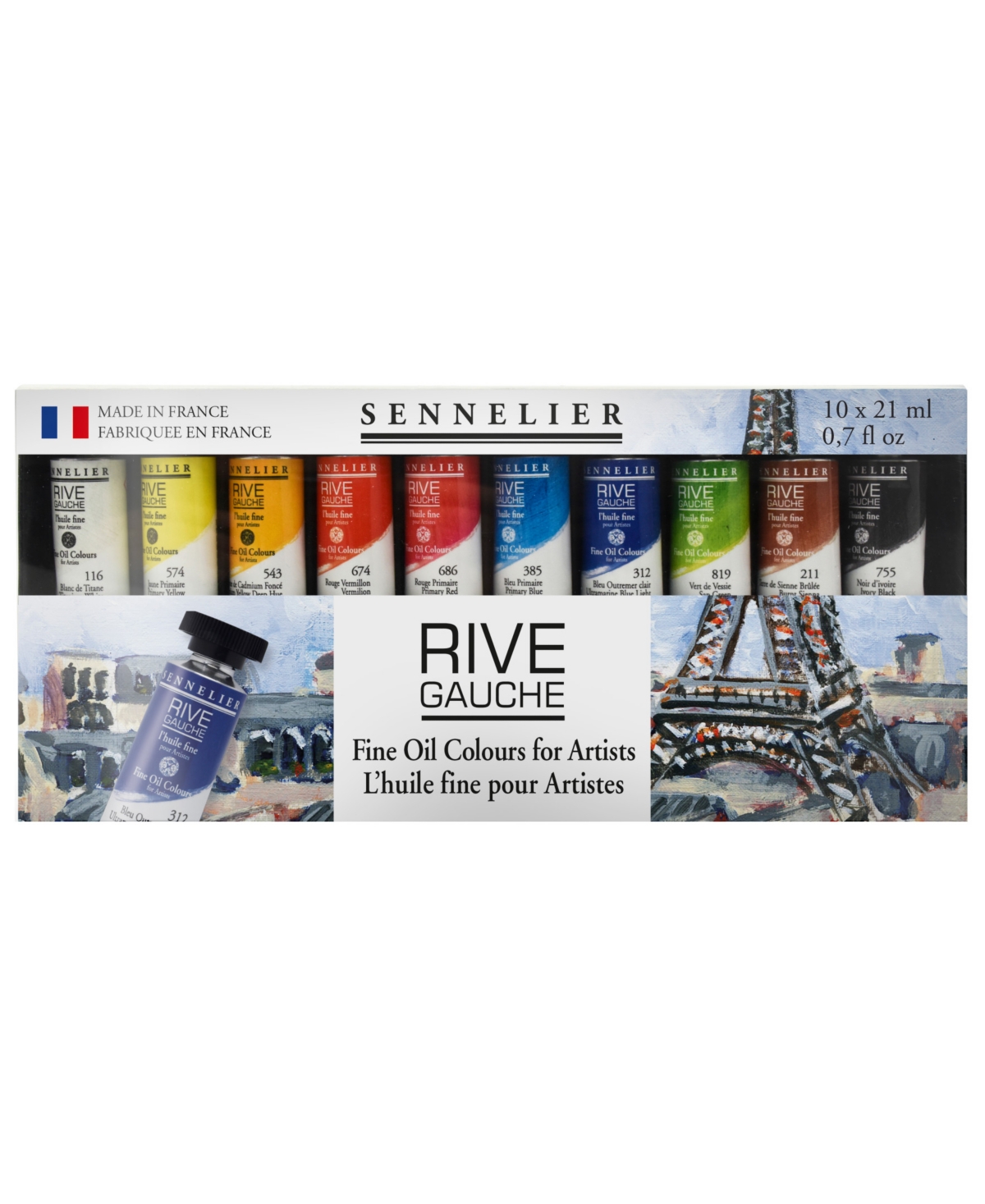 Rive Gauche Oil Paint 10 Piece Color Tubes Set, 21 ml - White
