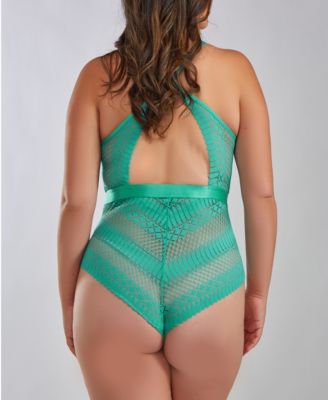 Hazel Plus Size All Stretch Lace Teddy-non Support Light and Sheer