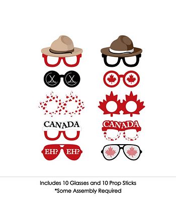 Big Dot Of Happiness Canada Day Glasses - Paper Card Stock Canadian Party  Photo Booth Props Kit - 10 Count : Target