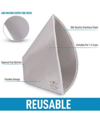 Reusable Pour Over Coffee Filter - Flexible Stainless Steel Mesh Coffee Filter Reusable - Filter #4