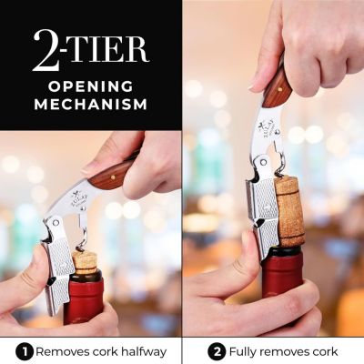 Double Hinged Corkscrew Wine Opener with Foil Cutter & Cap Remover