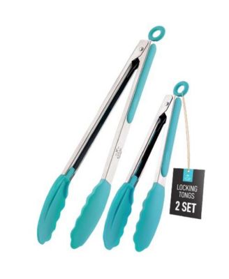 Stainless Steel Kitchen Tongs with Silicone Tips - Set of 2