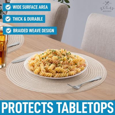 Braided Round Place Mats & Anti-Skid Placemat for Dining - Set of 6
