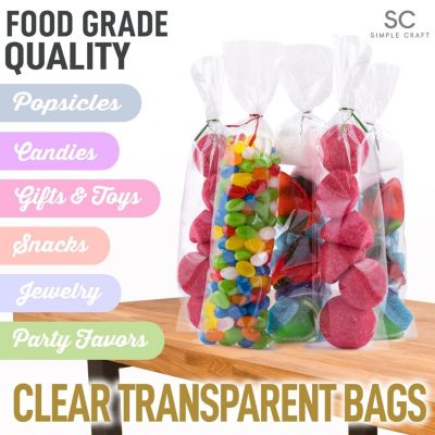 3 x 11 Inches Clear Cellophane Candy Bags With Ties - 200 Piece