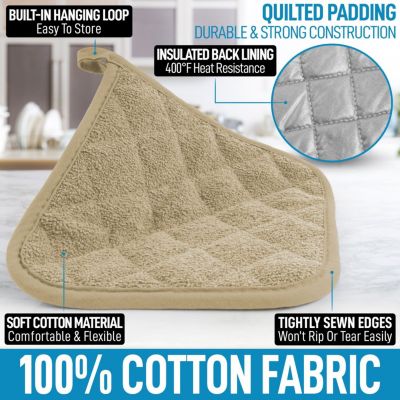 Cotton Pot Holder 7x7 Inch Heat Resistant Quilted Terry Cloth (1 Pack)