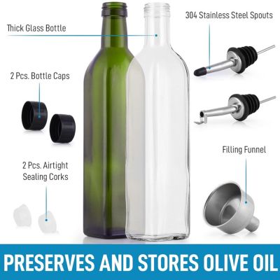 Olive Oil Dispenser Bottle For Kitchen - 2 Pc.