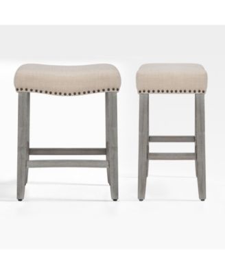 24" Upholstered Saddle Seat Counter Stool (Set of 2)