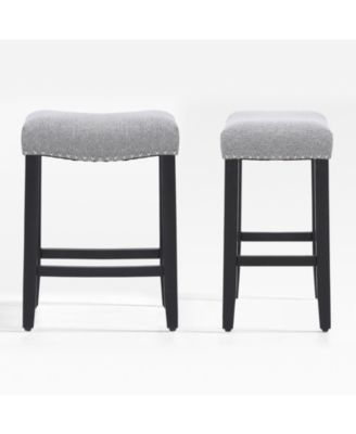 24" Upholstered Saddle Seat Counter Stool (Set of 2)
