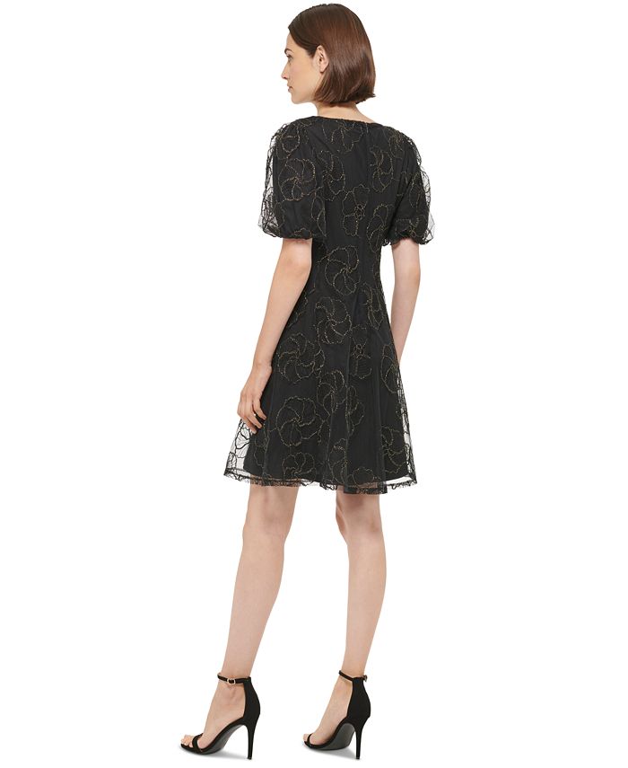 Odalys Floral Strip Puff Sleeve Dress main image 0