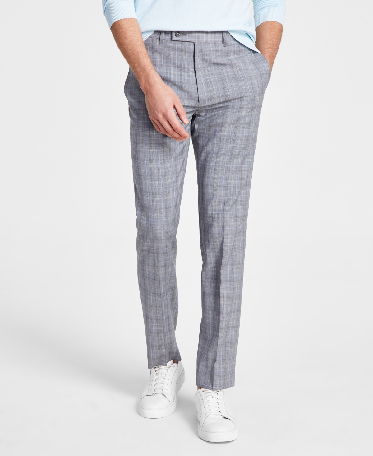 Calvin Klein Men's Slim-fit Wool Stretch Suit Pants In Light Grey | ModeSens