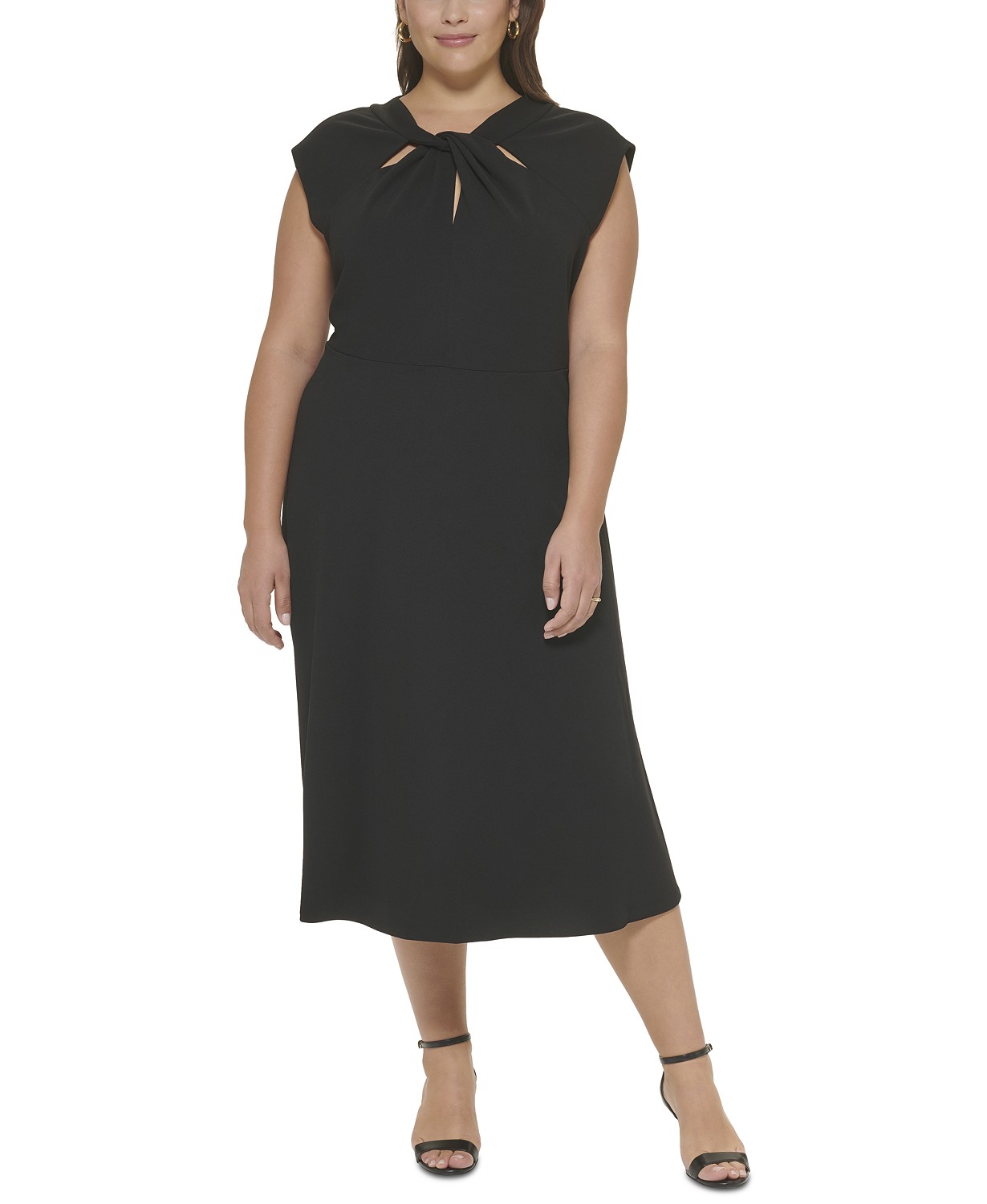Plus Size Short-Sleeve Twist-Front Scuba-Crepe Dress