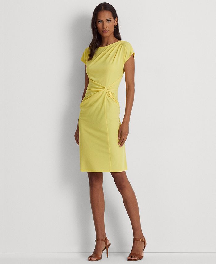 Ralph Lauren Women's Twist Front Jersey Dress Yellow Size 2