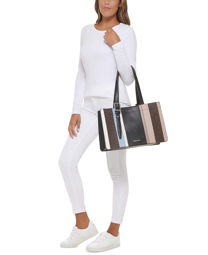 Calvin Klein Havana Signature Mixed Material Large Tote Macy's