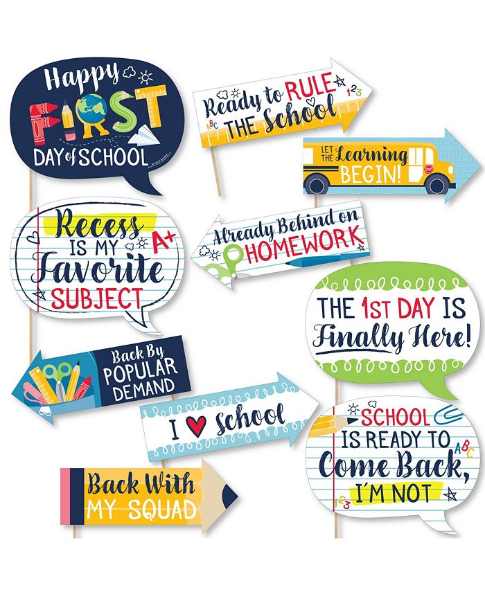 Big Dot of Happiness Back to School - First Day of School Classroom  Decorations and Photo Booth Props Kit - 20 Count
