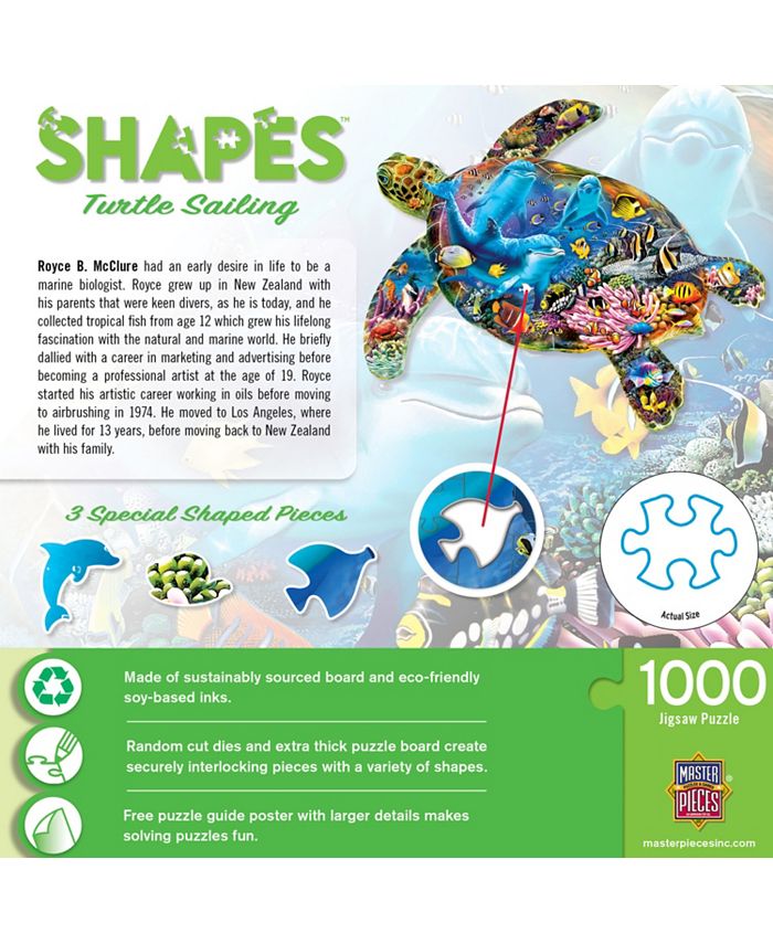 Masterpieces Contours - Turtle Sailing 1000 Piece Shaped Jigsaw Puzzle ...