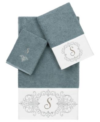 Turkish Cotton Monica Embellished Towel 3 Piece Set - Teal