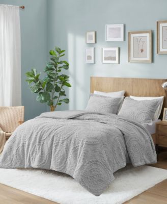 Arya Embroidered Medallion Faux Fur 3-Pc. Comforter Set, King/California King