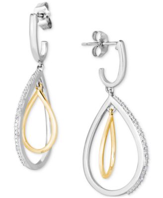 Macy's - Diamond Orbital Teardrop Drop Earrings (1/10 ct. tw.) in Sterling Silver & 14k Gold-Plate