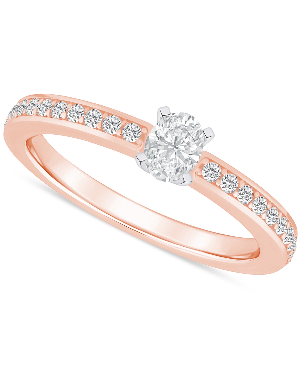 Macy's Diamond Oval Engagement Ring (1/2 Ct. T.w.) In 14k Gold In Rose Gold