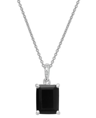 3-Pc. Set Onyx & Diamond Accent Pendant Necklace, Ring and Stud Earrings in Sterling Silver