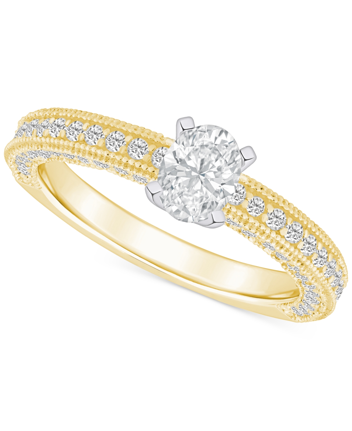 Macy's Diamond Oval Engagement Ring (1-1/5 Ct. T.w.) In 14k Gold In Yellow Gold