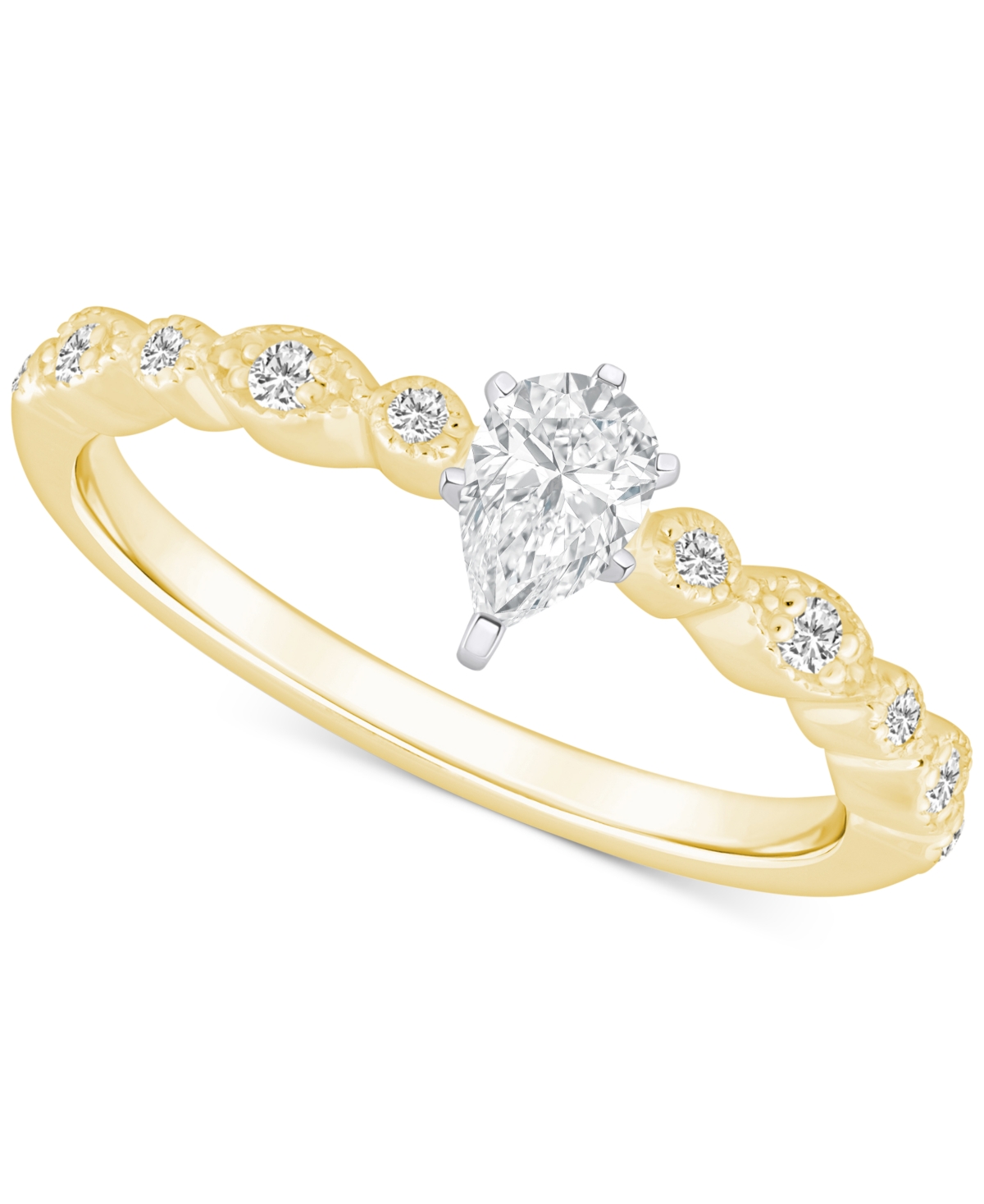 Macy's Diamond Pear Engagement Ring (3/8 Ct. T.w.) In 14k Gold In Yellow Gold