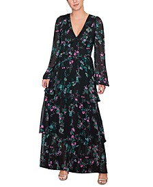 Women's Vira Floral-Print Chiffon Maxi Dress 
