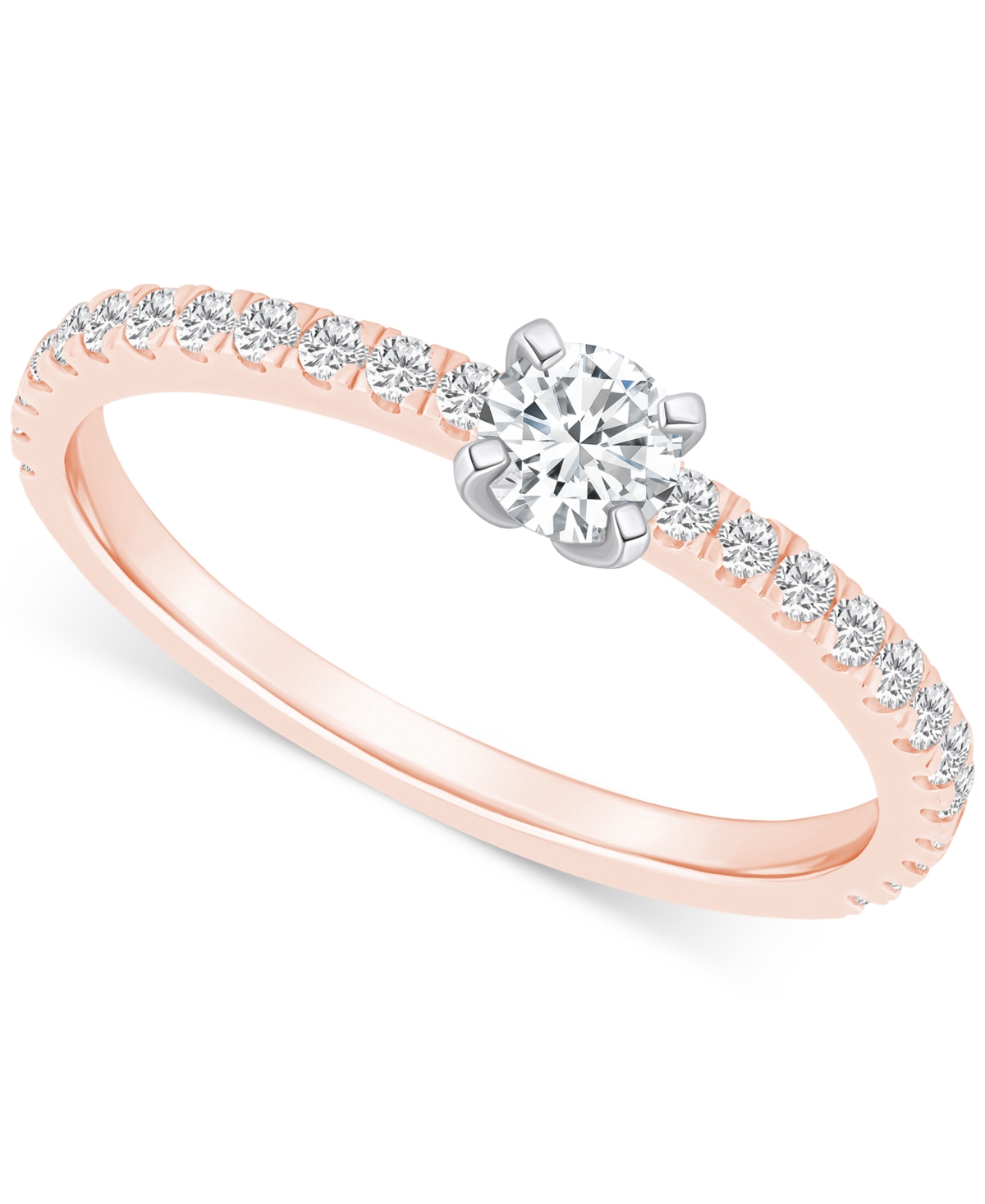 Macy's Diamond Engagement Ring (1/2 Ct. T.w.) In 14k Gold In Rose Gold