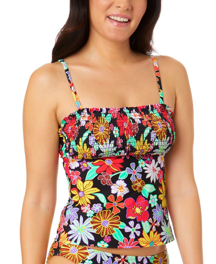 Salt + Cove Juniors' FloralPrint Smocked Tankini Top, Created for Macy's Macy's
