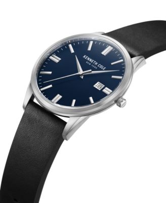 Men's Modern Classic Black Genuine Leather Strap Watch 42mm