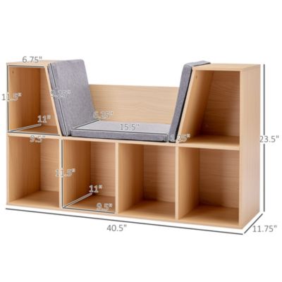 Kids Cube Organizer with Lounge Chair and Large Cube Shelving, Natural