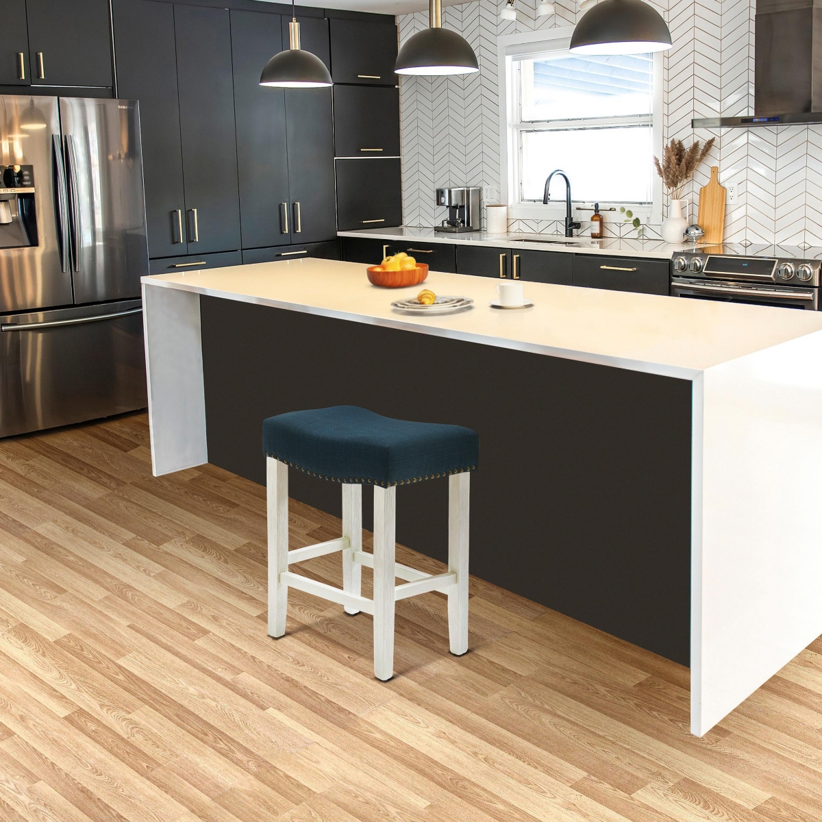 Upholstered Saddle Seat Counter Stool