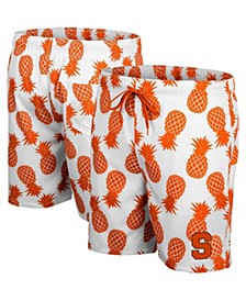 Men's White, Orange Syracuse Orange Pineapple Swim Shorts