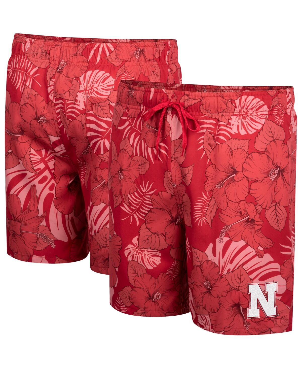 Shop Colosseum Men's  Scarlet Nebraska Huskers The Dude Swim Shorts