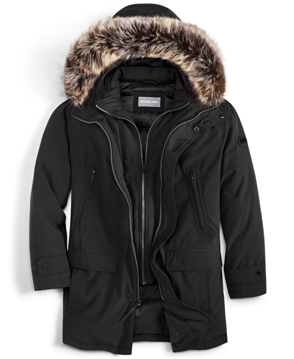 Michael Kors Men's Hooded Bib Snorkel Parka, Created for Macy's