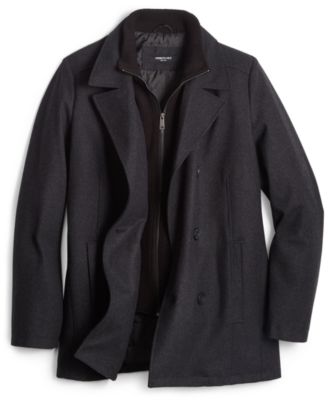 Men's Wool Blend Peacoat with Bib Coat