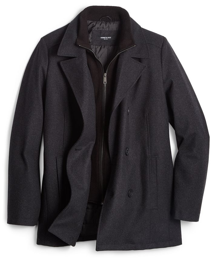 Cole Men's Double Breasted Wool Blend Peacoat with Bib Macy's