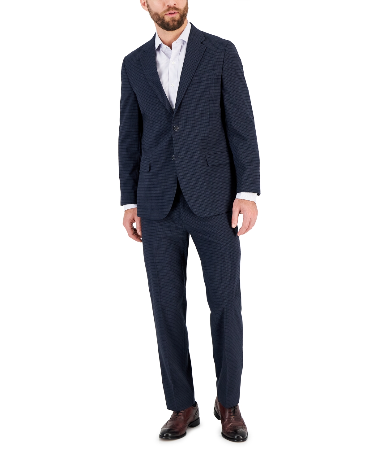 Nautica Mens Modernfit Bistretch Suit In Blue Tick ModeSens