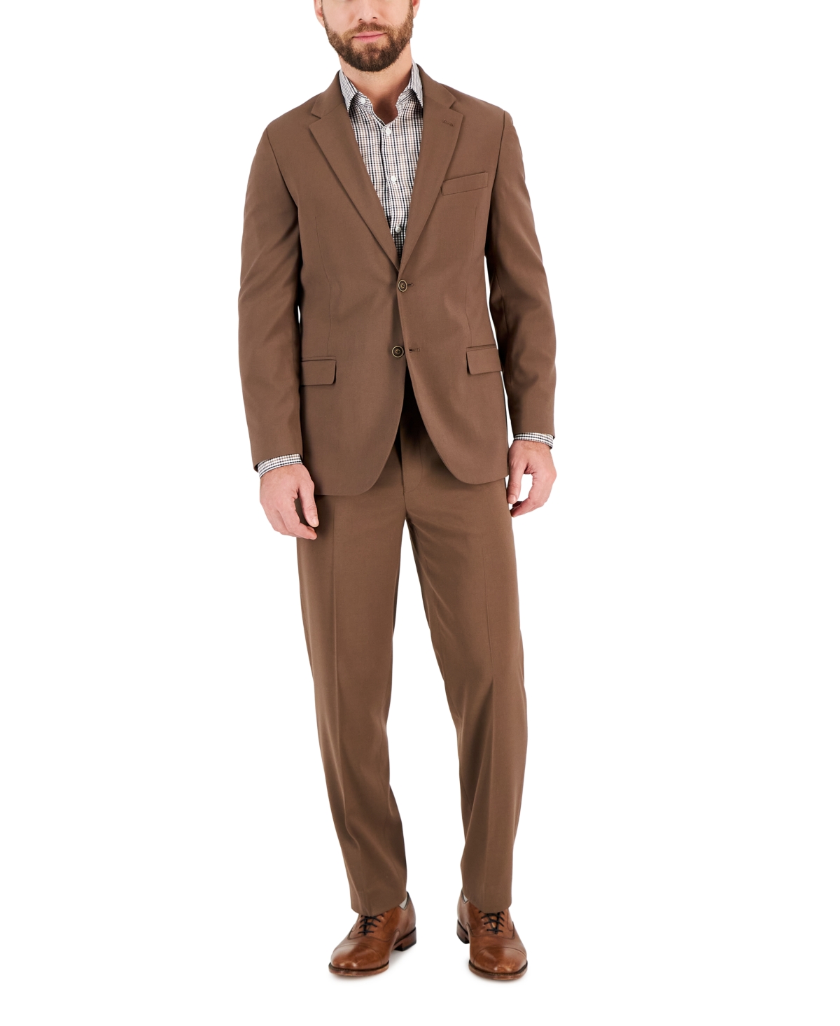 Nautica Mens Modern-fit Bi-stretch Suit In Brown