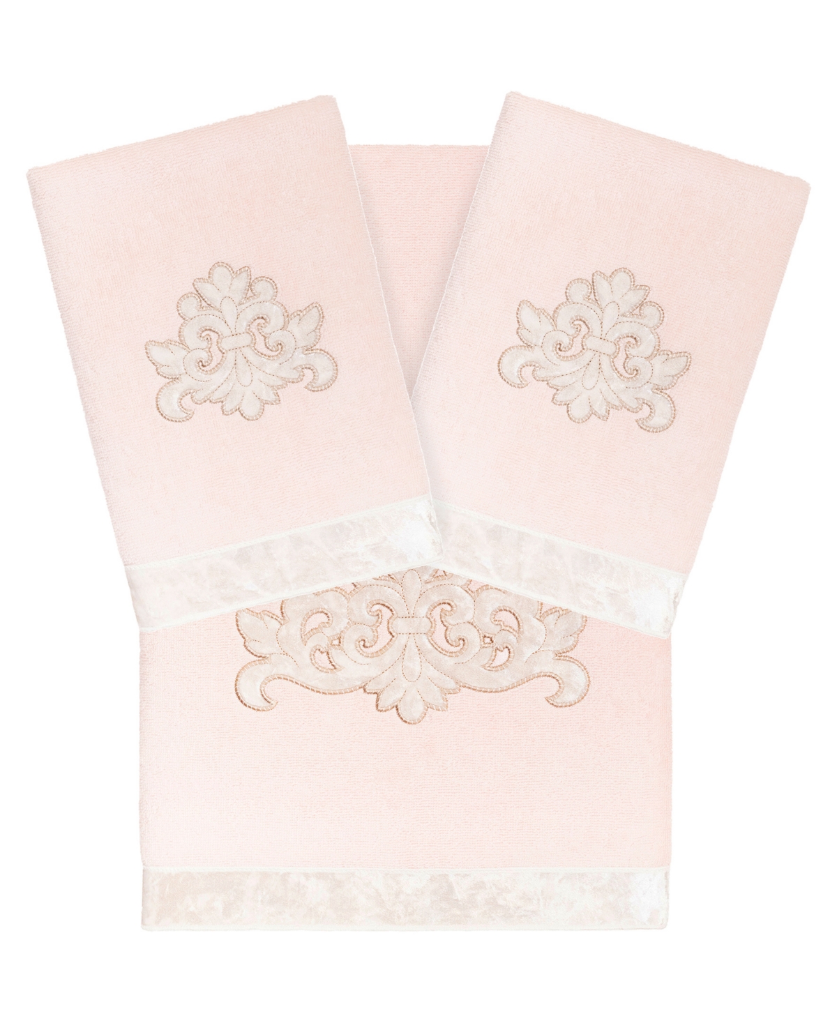 Linum Home Textiles Turkish Cotton May Embellished Towel Set, 3 Piece In Blush