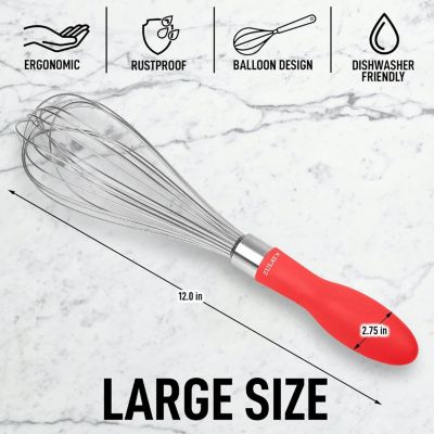11-Inch Stainless Steel Balloon Whisk with Soft Grip Handle