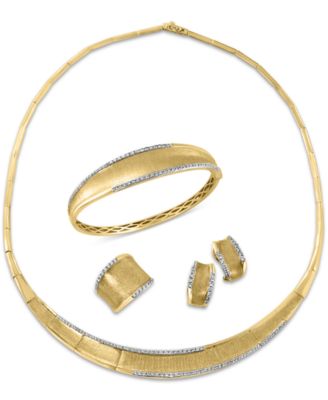 Effy Collection Doro By Effy Diamond Wide Band Hoop Earrings Necklace Bangle Bracelet Collection In Yellow Gold